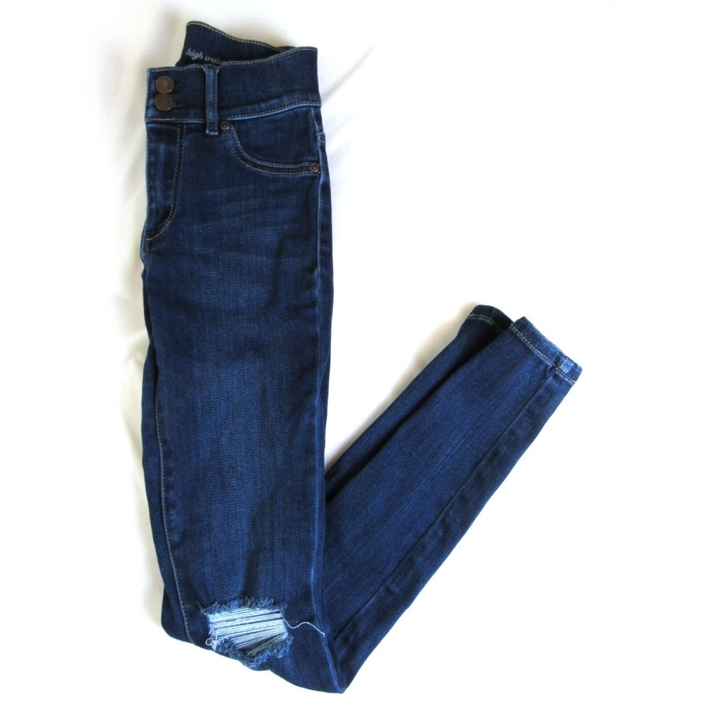 New York & Co Jeans SOHO High Waist Legging Destroyed Size 0